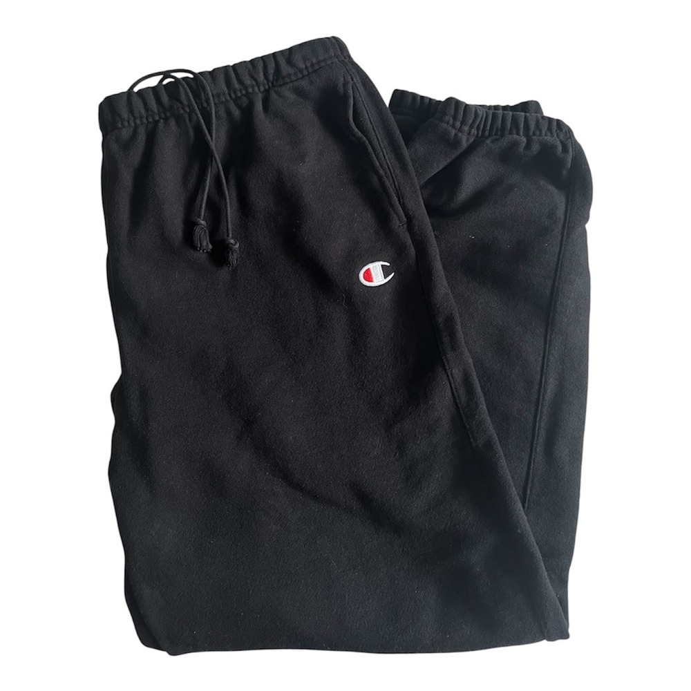 Champion Men's Solid Reverse Weave Jogger Sweatpants Black Size XL Logo